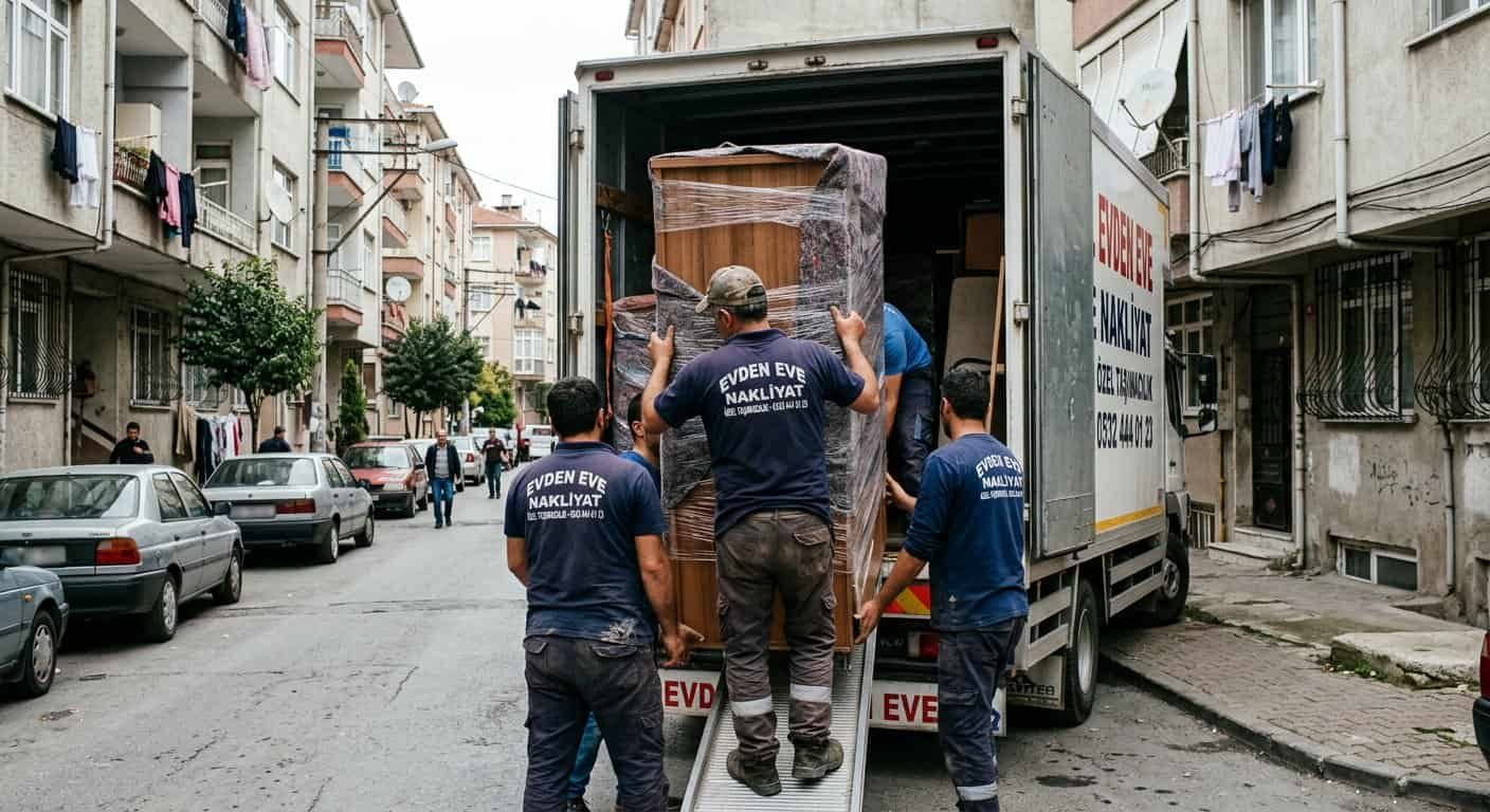 Muratlı Nakliye - Apartman onunde esya indirme ekibi
