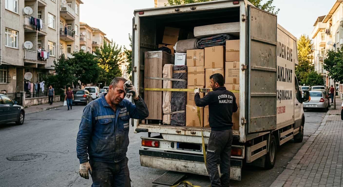 Kişiler Nakliye Hakkımızda - Apartman onunde kamyon yukleme operasyonu