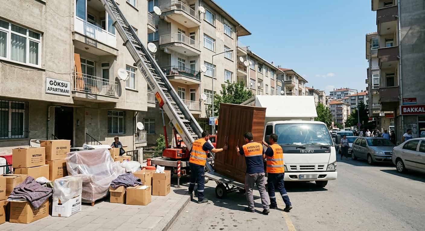 Muratlı Nakliye - Apartman onunde koli ve mobilya sevkiyat alani